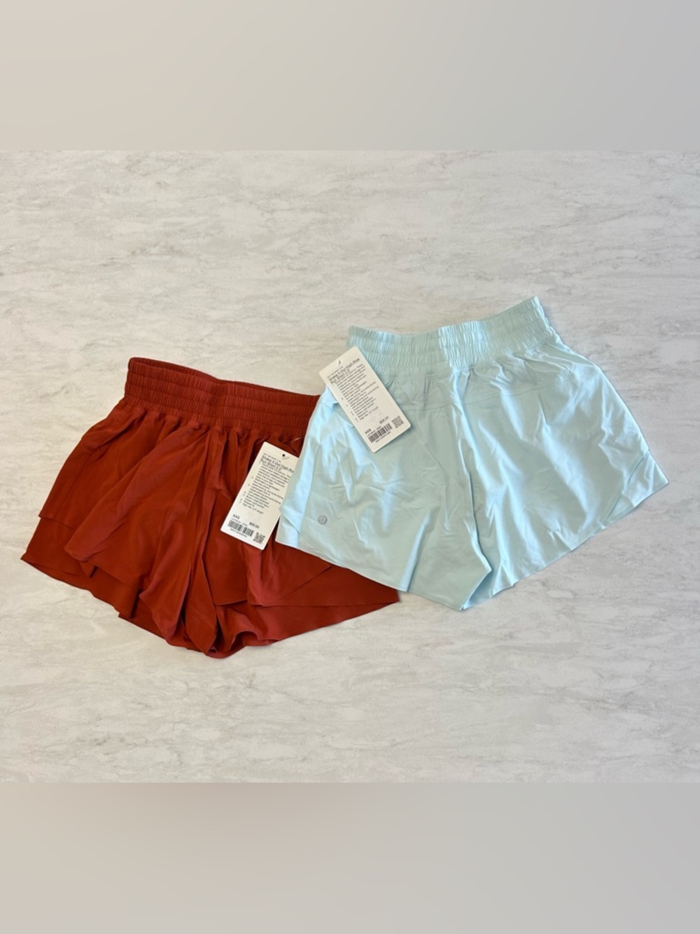 Lululemon Shake It Out High-Rise Run Short 2.5, Autumn Rust & Mint Breeze, NWT